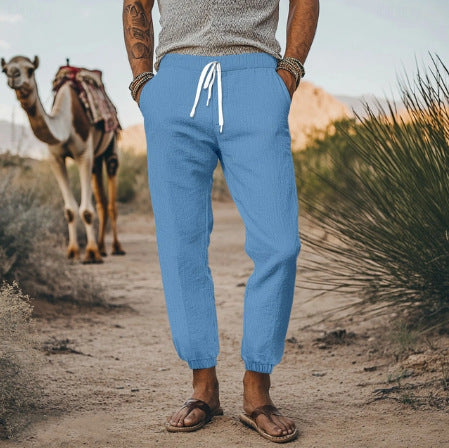 Men's casual travel cargo pants with elastic waistband and practical pockets Lisslune
