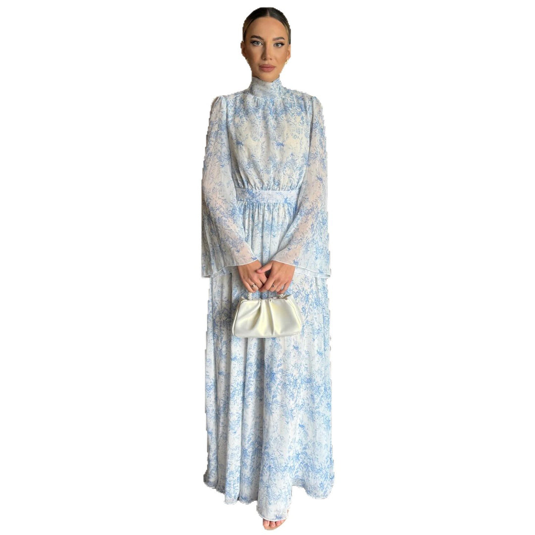 Women’s maxi dress with transparent sleeves and elegant floral embroidery Lisslune