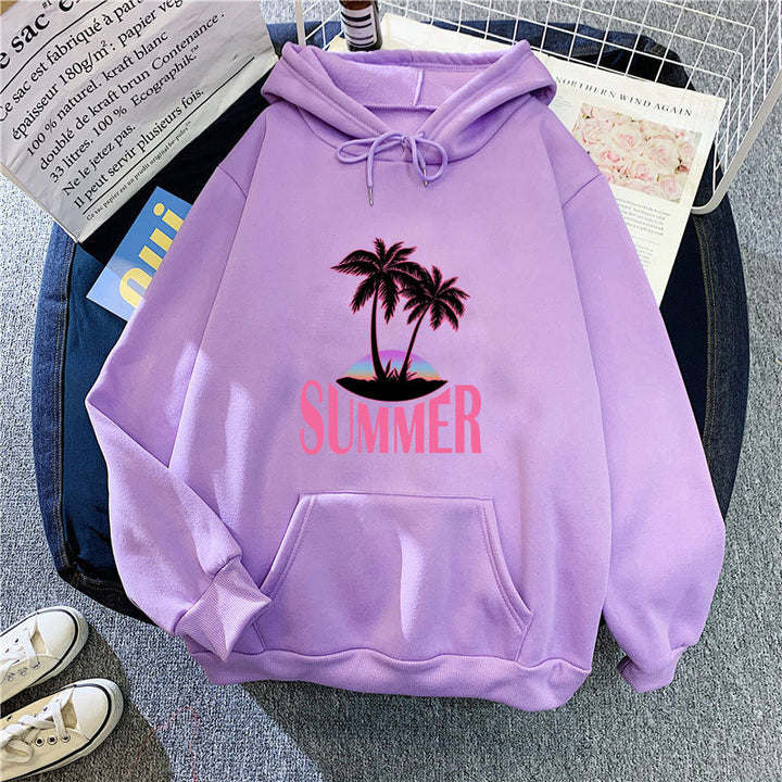 Women's hoodie with summer motif and tropical palm print Lisslune