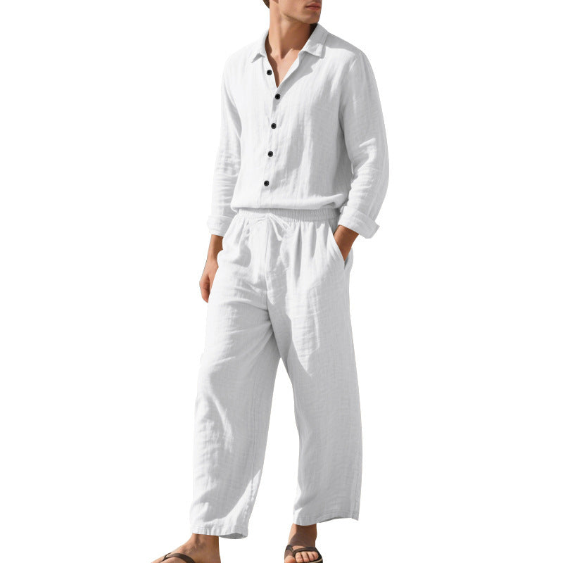 Men's casual linen suit with elastic waistband and comfort fit Lisslune