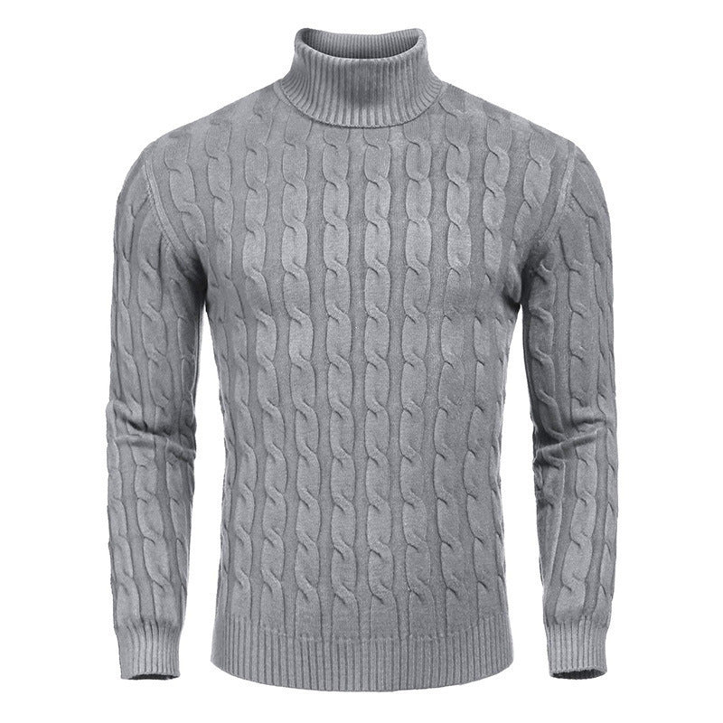 Men's knit pullover with high collar and cable pattern Lisslune