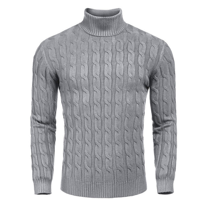 Men's knit pullover with high collar and cable pattern Lisslune