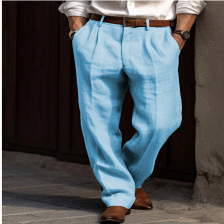 Men's elegant linen trousers with a slim fit and two practical side pockets Lisslune