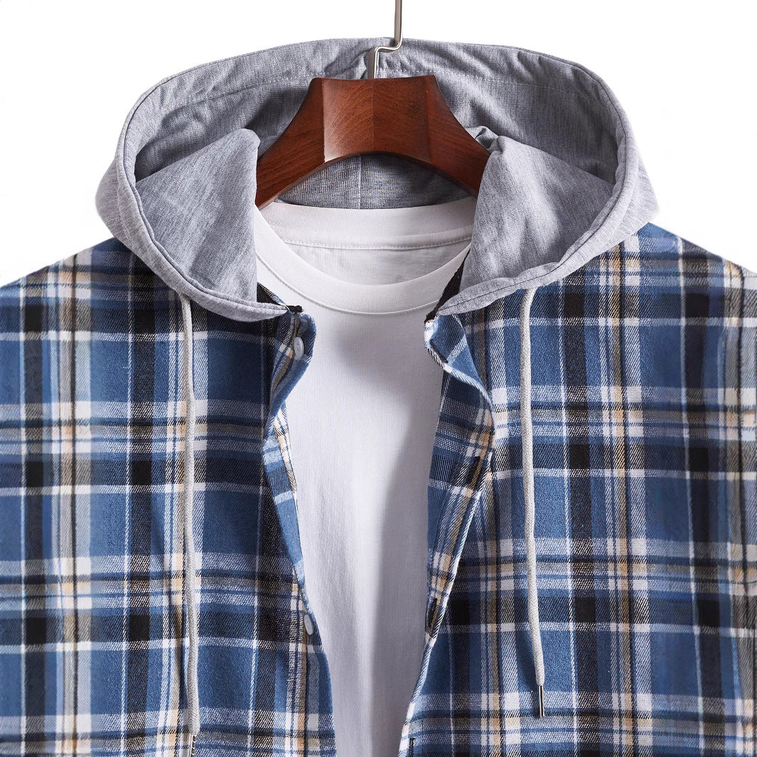 Men's flannel shirt with integrated hood Lisslune