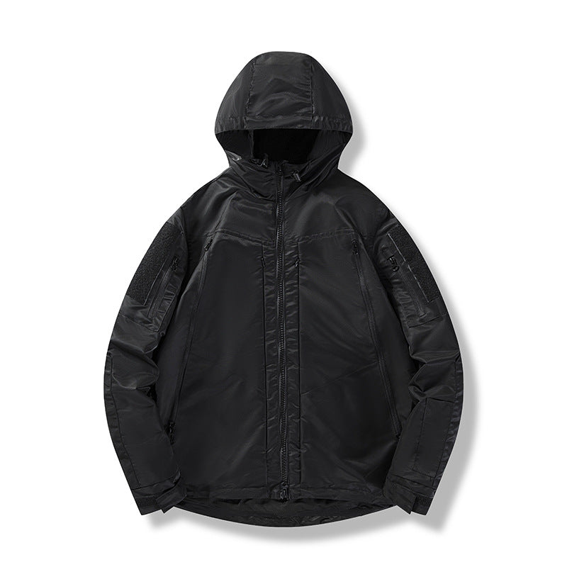 Men's Technical Outdoor Jacket with Insulating Filling and Adjustable Hood Collar Lisslune