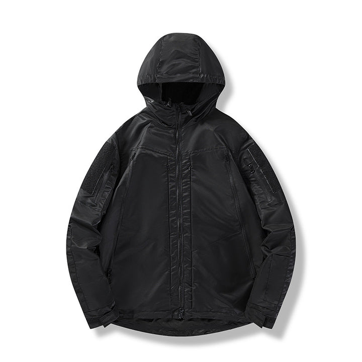 Men's Technical Outdoor Jacket with Insulating Filling and Adjustable Hood Collar Lisslune