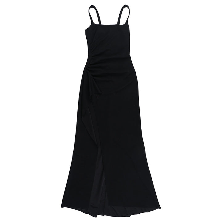 Women's elegant maxi evening gown with side slit and fitted silhouette