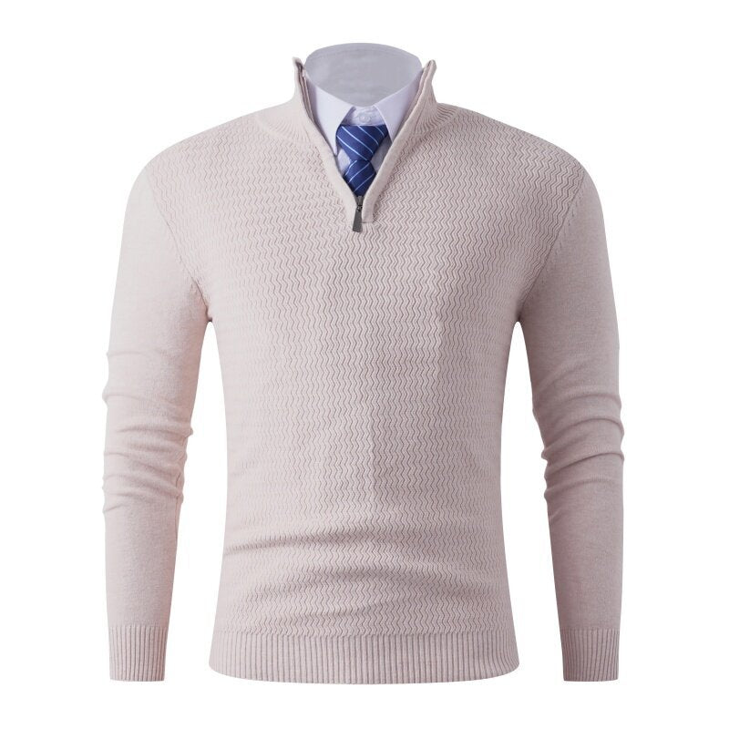 Men's knitted sweater with modern stand-up collar and textured design Lisslune