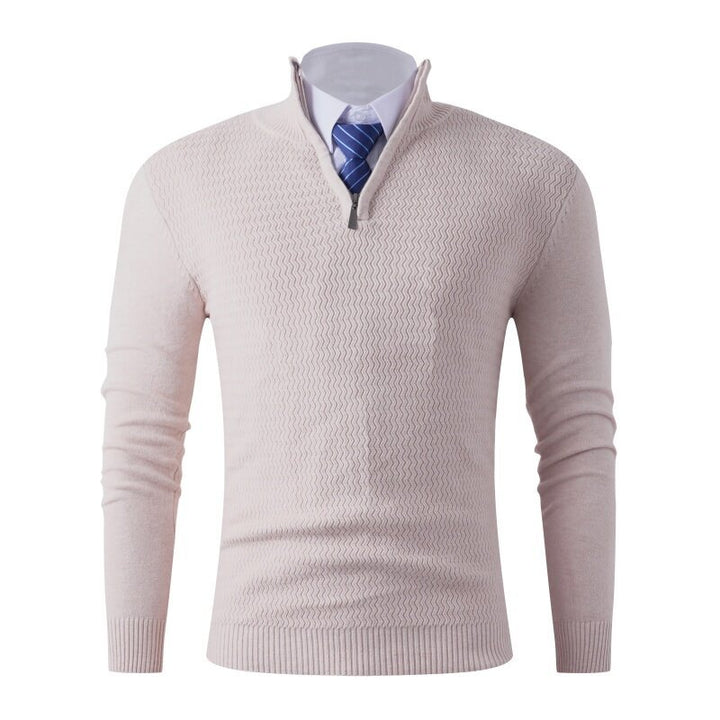 Men's knitted sweater with modern stand-up collar and textured design Lisslune