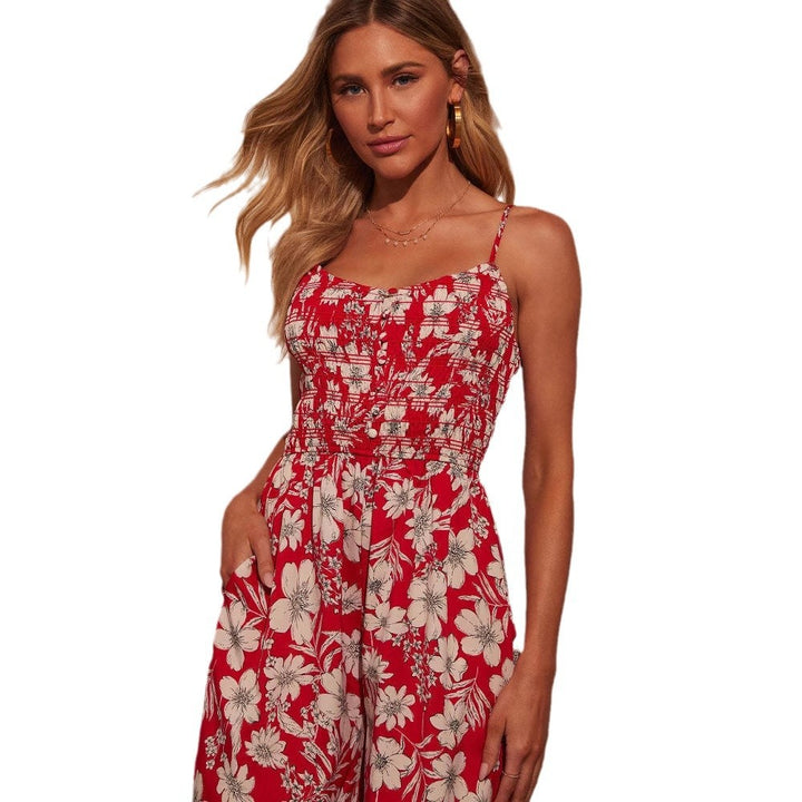 Women's maxi dress with floral design and elastic waist Lisslune