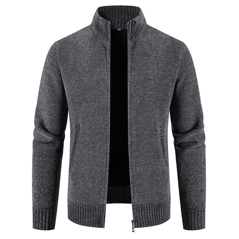 Men's fashionable cardigan with high collar and zipper Lisslune