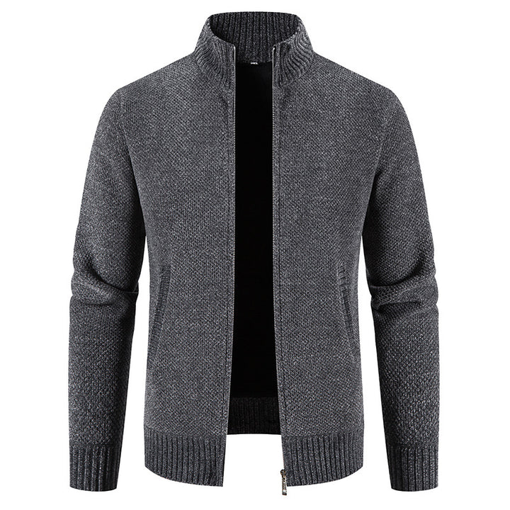 Men's fashionable cardigan with high collar and zipper Lisslune