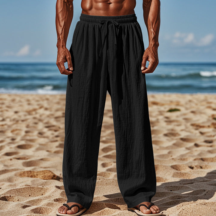 Men's airy summer cargo pants with elastic waistband and practical side pockets Lisslune