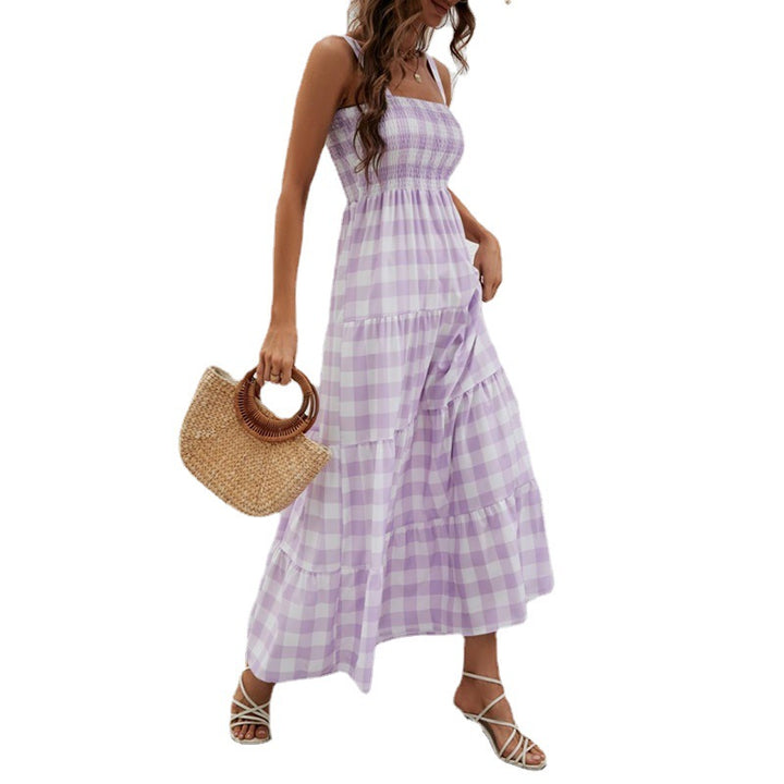 Women's Boho Maxi Dress with Airy Ruffle Details and Slim Spaghetti Straps