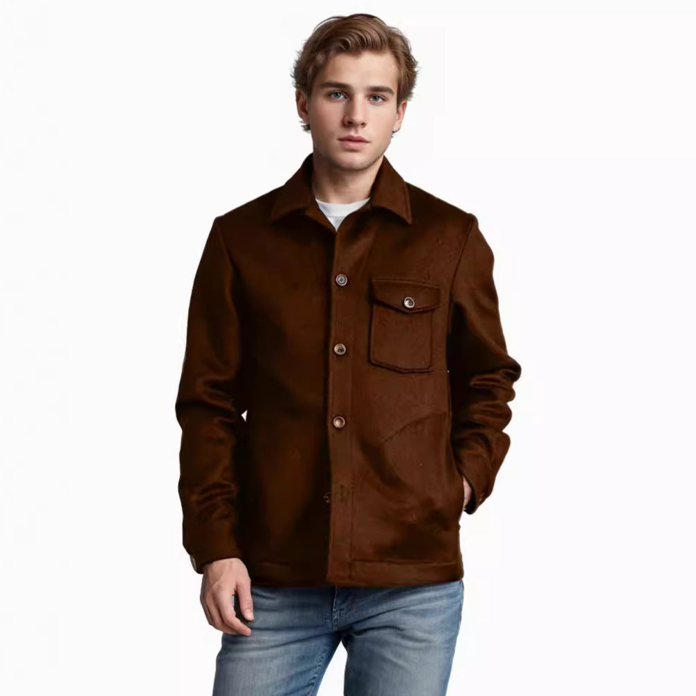 Men's fashion wool jacket with chest pocket and button details Lisslune