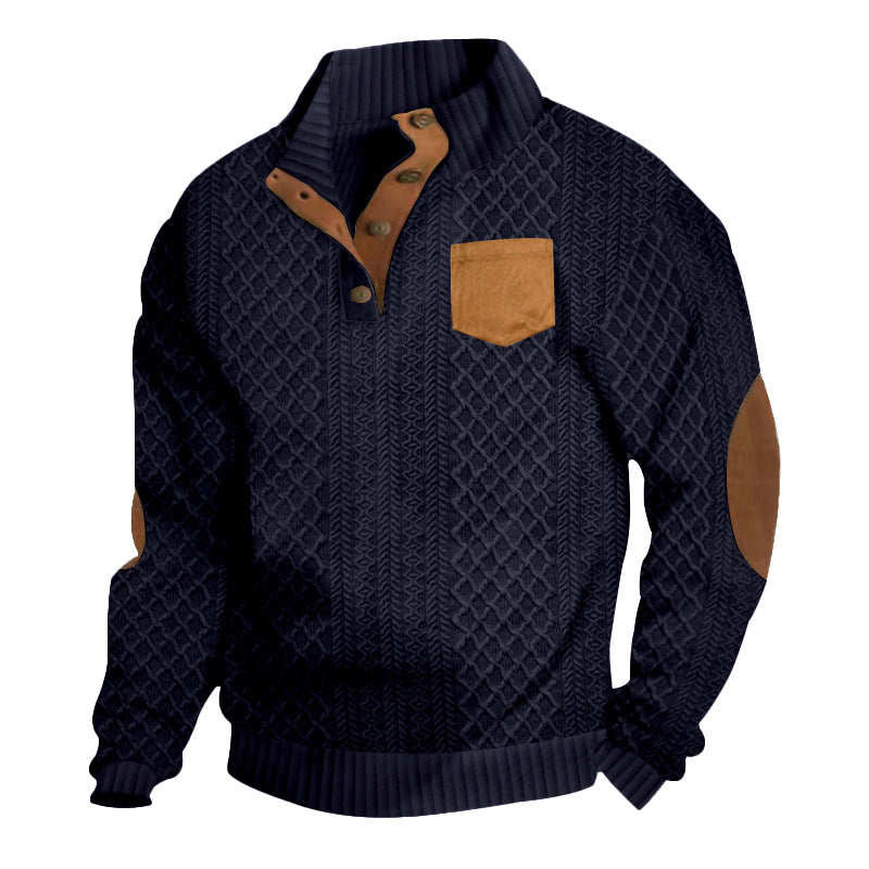 Men's knitted pullover with standing collar and contrasting details Lisslune