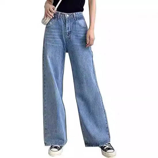 Damen weite Hochtaillen-Jeans mit komfortablem Sitz und lässigem Stil Lisslune