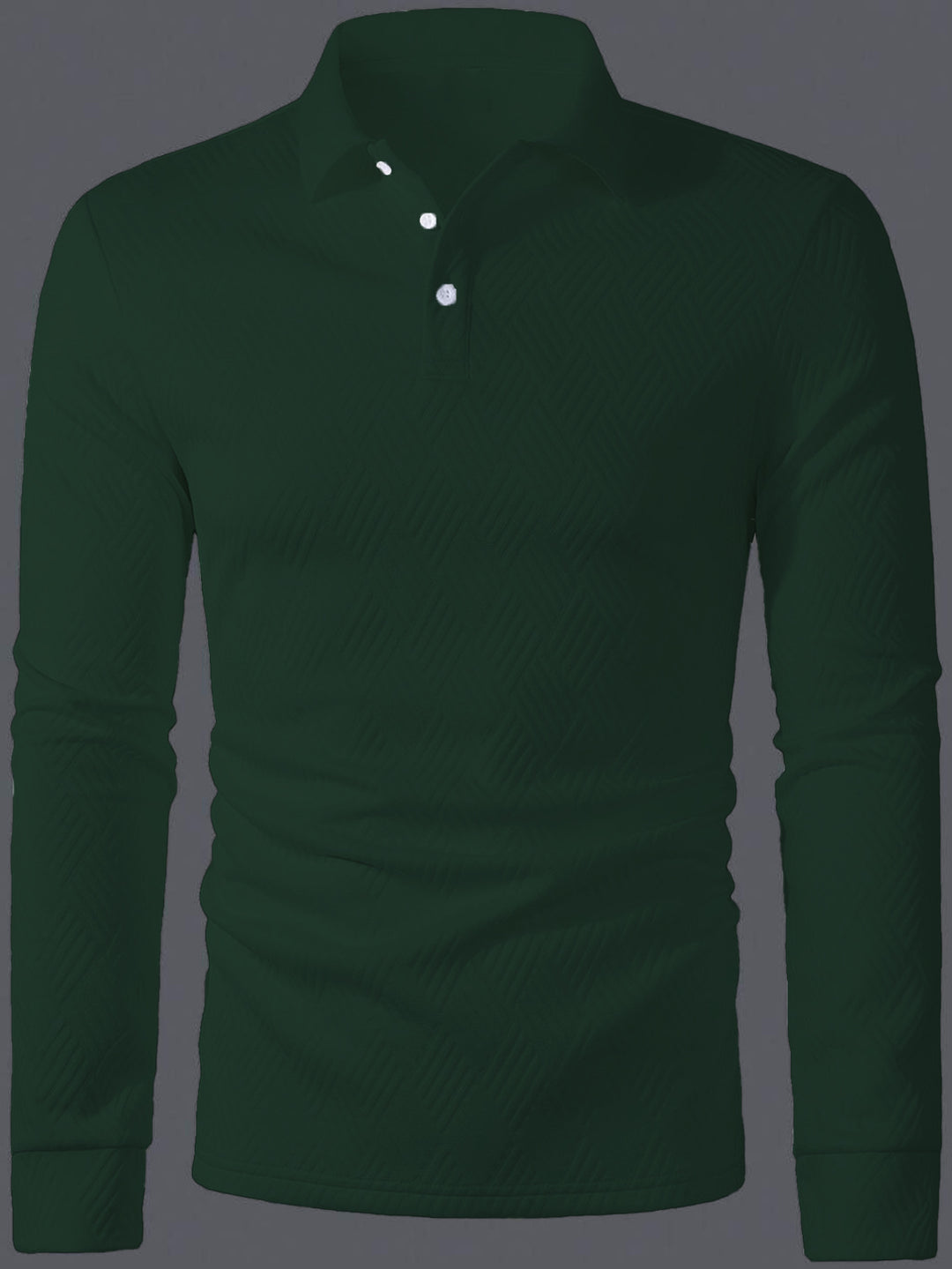Men's Long Sleeve Polo Shirt with Textured Design Lisslune