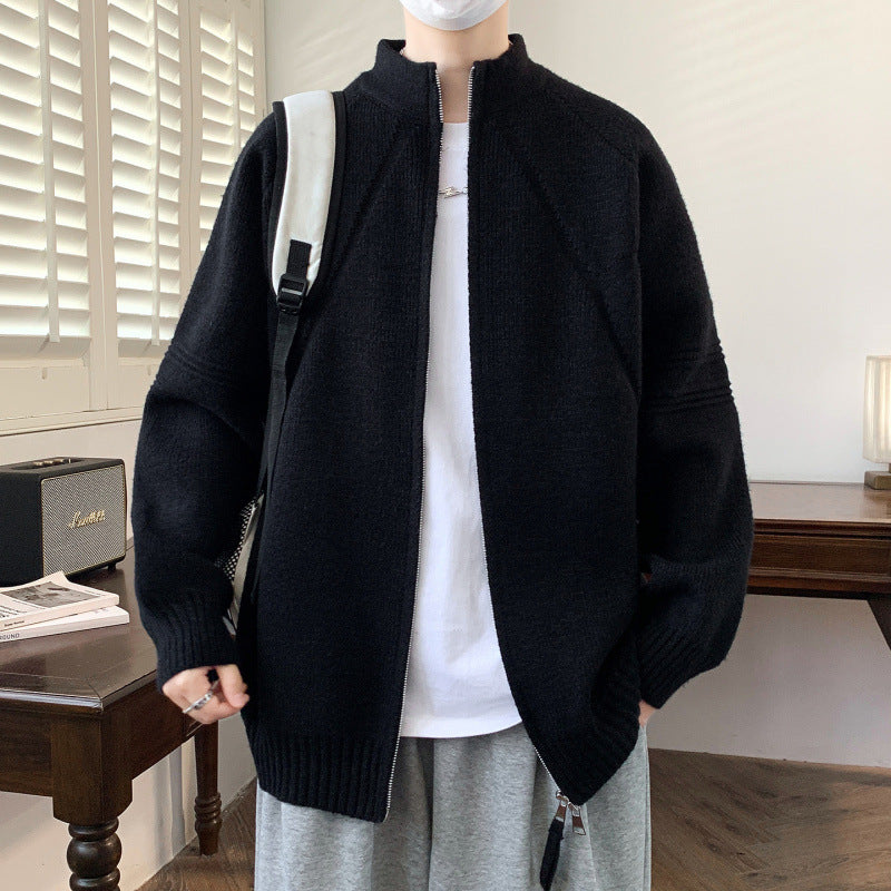 Men's cardigan with high collar and zipper Lisslune