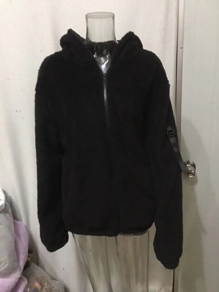 Men's Cozy Fleece Jacket with Hood and Practical Zipper Pockets Lisslune