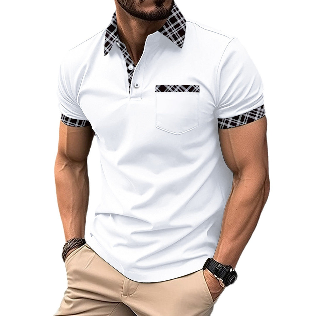 Men's elegant polo shirt with contrasting collar and chest pocket Lisslune