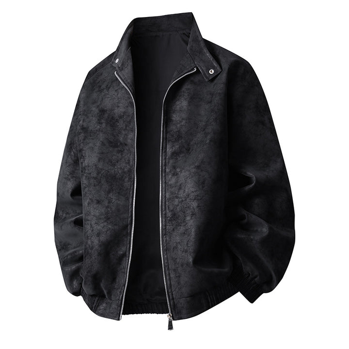 Men's stylish synthetic leather jacket in a modern design with elastic cuffs Lisslune