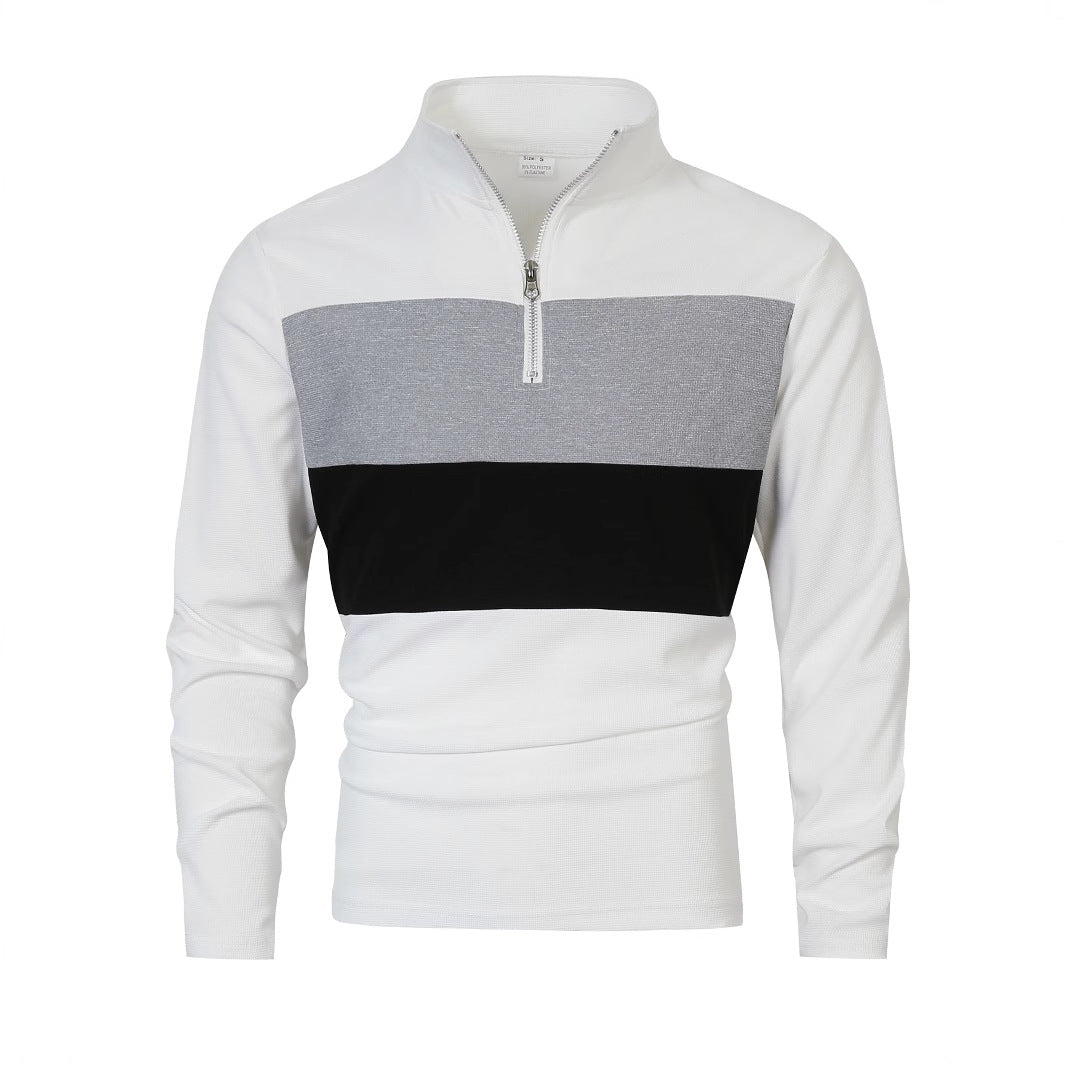 Men's stylish sweater with zipper and color block design Lisslune