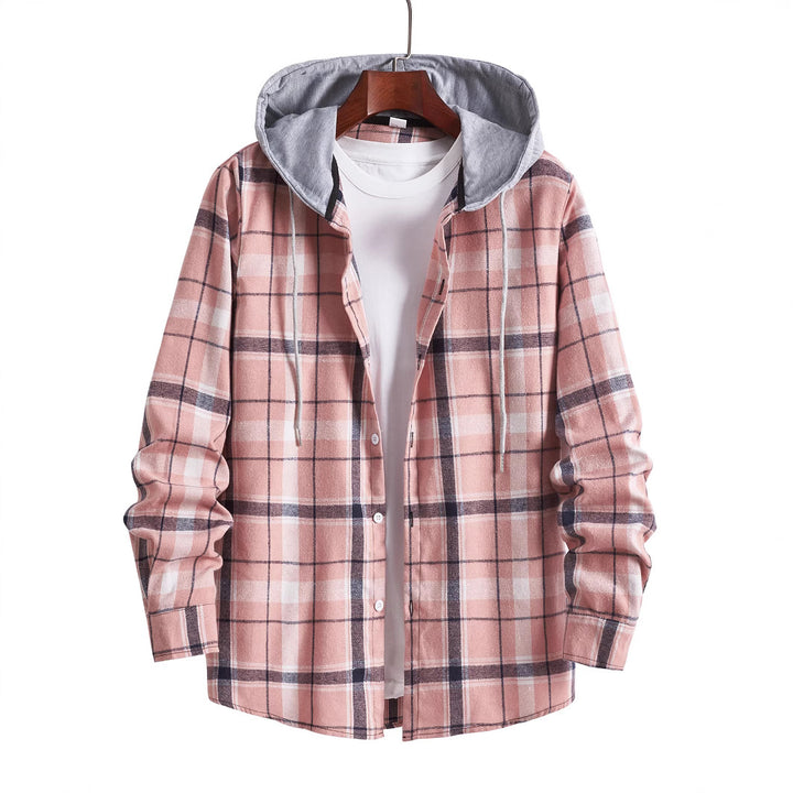 Men's overshirt with hood in modern check design Lisslune