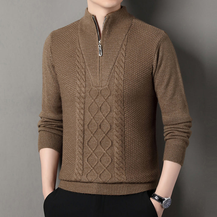 Men's knit sweater with high collar and zipper Lisslune