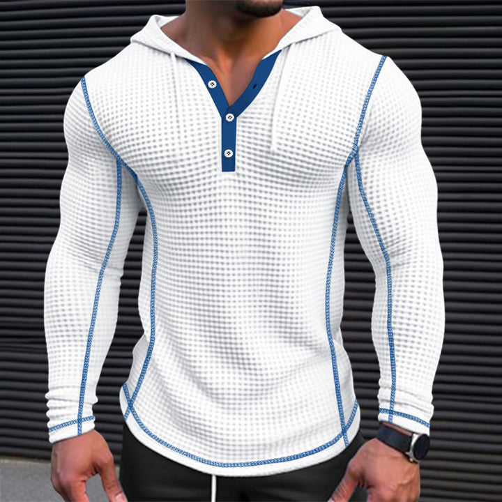Men's stylish hooded shirt with textured design and button placket Lisslune