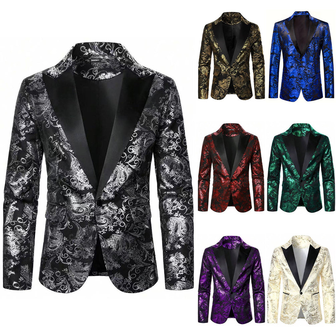 Men's elegant velvet blazer with floral pattern Lisslune