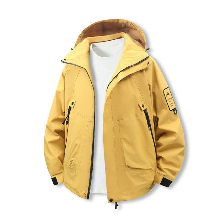 Men's functional and water-repellent outdoor jacket with adjustable hood collar Lisslune