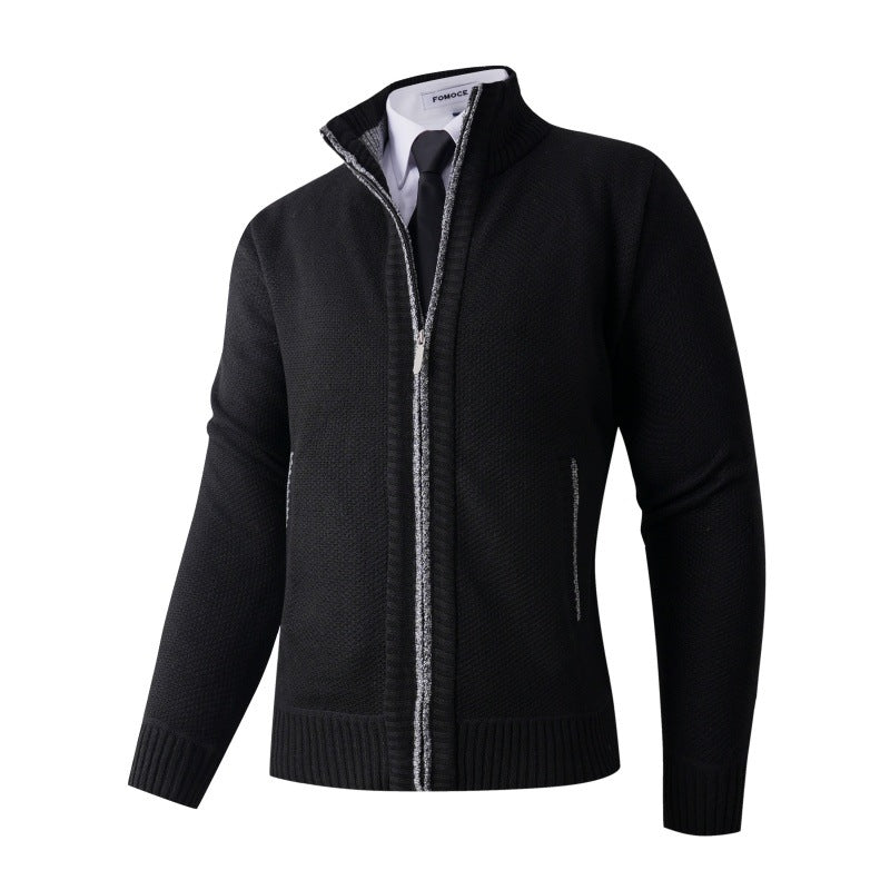 Men's stylish cardigan with high collar and practical pockets Lisslune