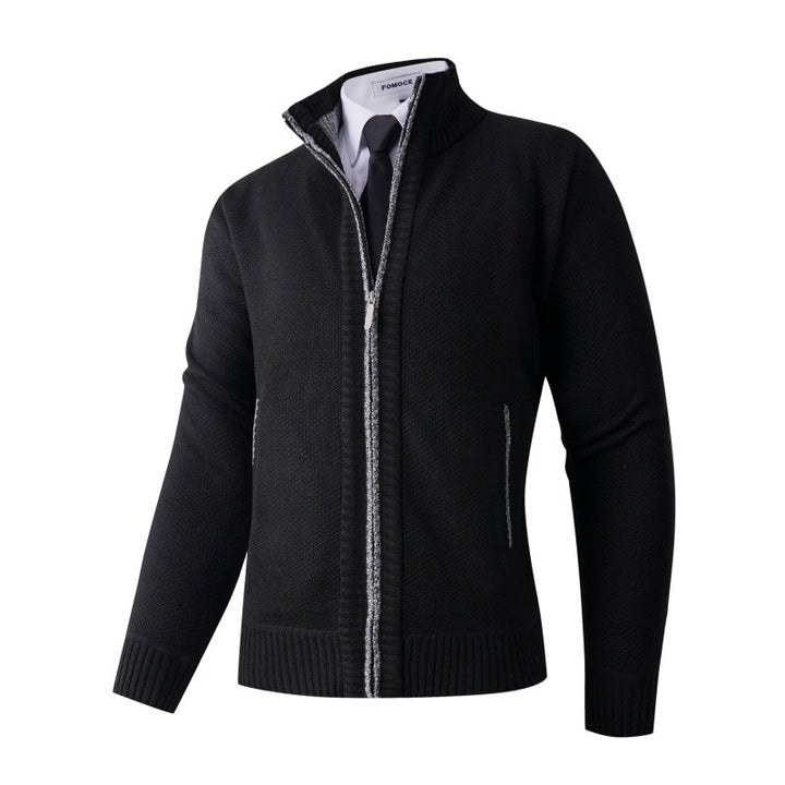 Men's stylish cardigan with high collar and practical pockets Lisslune
