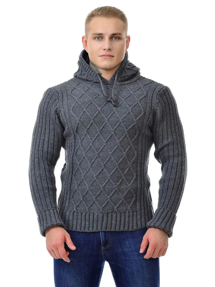 Men's cozy knit sweater with hood details Lisslune