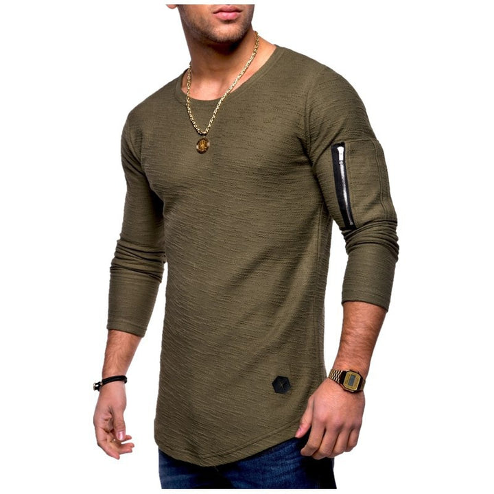 Men's long-sleeve shirt with modern texture pattern and practical arm pocket Lisslune