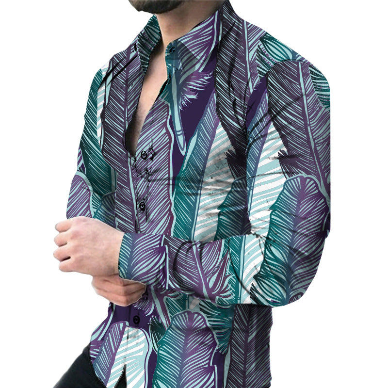 Men's short sleeve shirt with elegant floral print and slim fit Lisslune