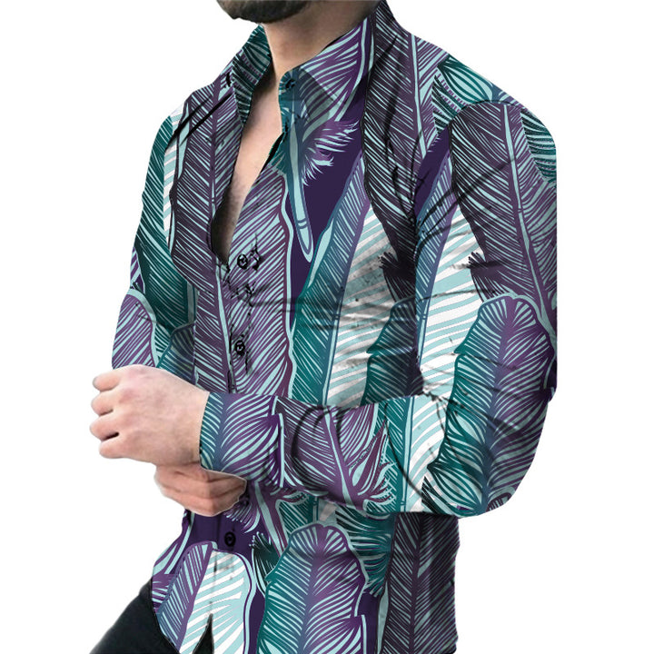 Men's short sleeve shirt with elegant floral print and slim fit Lisslune