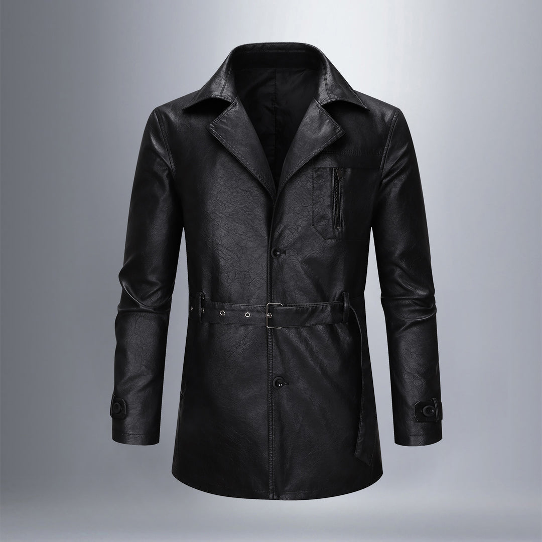 Men's Urban Synthetic Leather Jacket with Fashionable Cut Lisslune