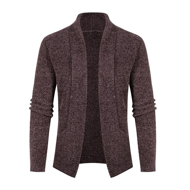 Men's cardigan with modern shawl collar and fine textured pattern Lisslune