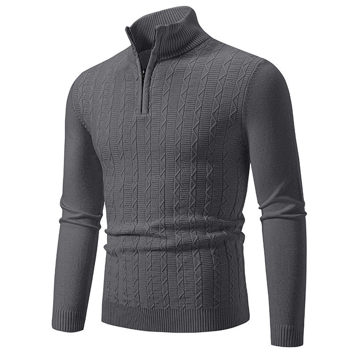 Men's fashionable knitted sweater with stand-up collar and zipper Lisslune