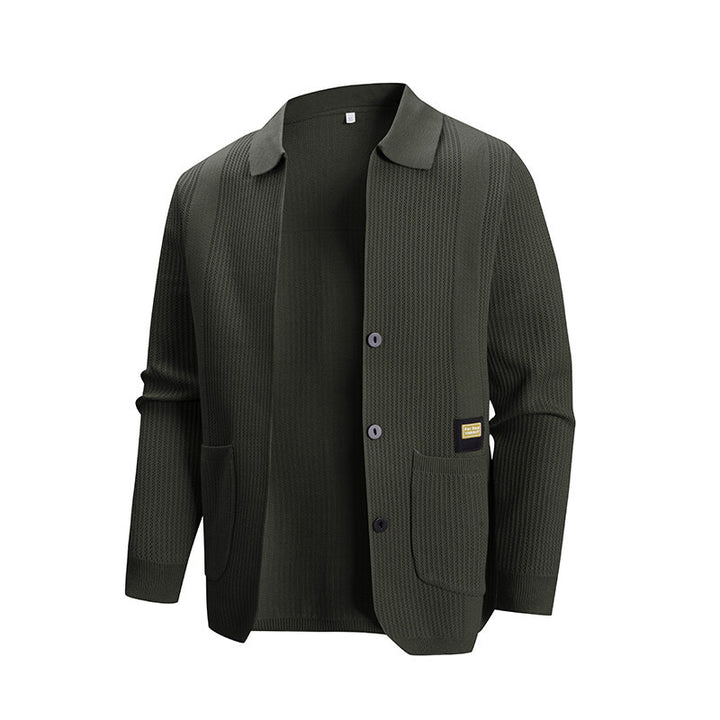 Men's cardigan with modern rib pattern and practical pockets Lisslune