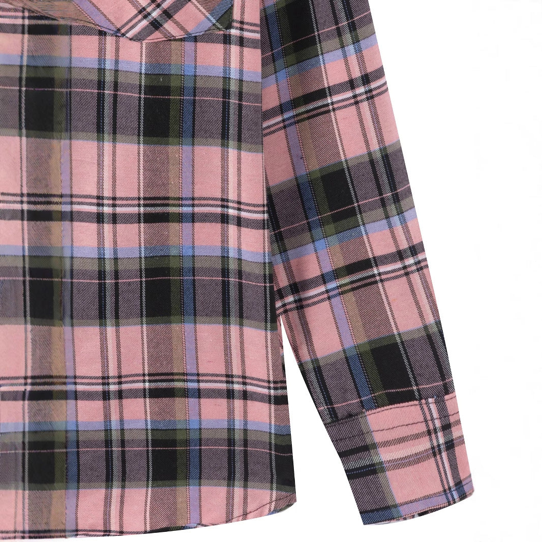 Men's casual flannel shirt with check pattern and chest pocket Lisslune