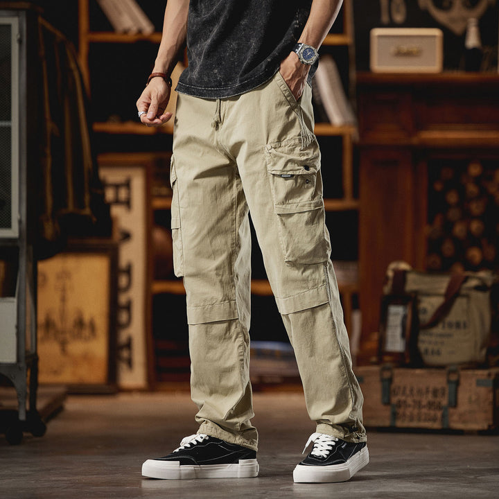 Men's cargo pants with numerous utility pockets and elastic waistband Lisslune