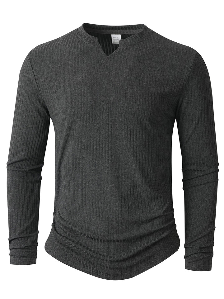 Men's Long Sleeve Shirt with Innovative Ribbed Texture Lisslune