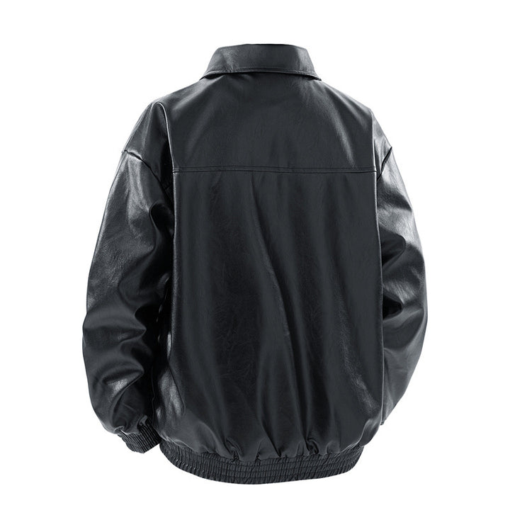 Men's casual synthetic leather jacket with elastic waistband Lisslune