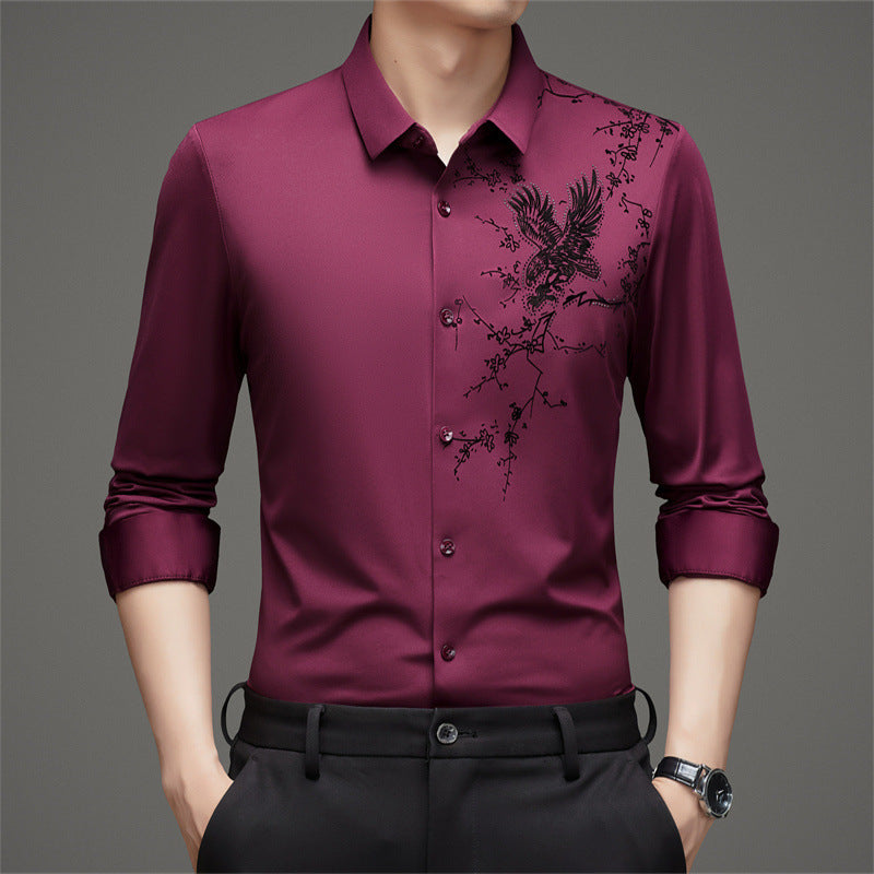 Men's long-sleeve shirt with elaborate embroidery design Lisslune