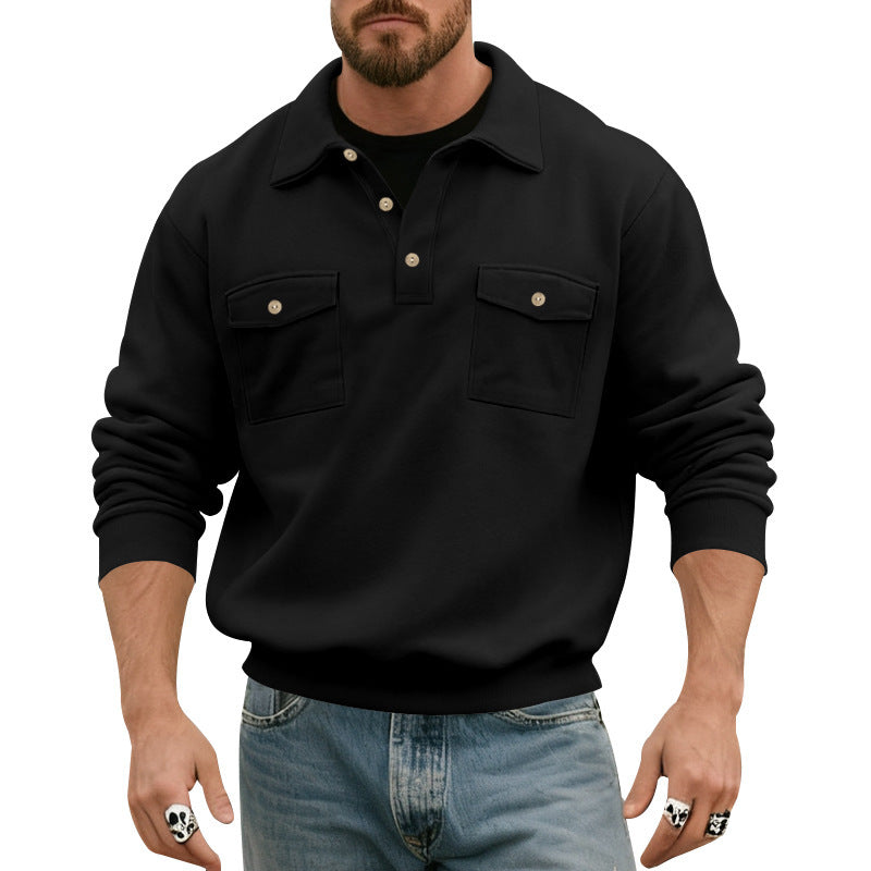 Men's casual pullover with practical chest pockets and modern stand-up collar Lisslune