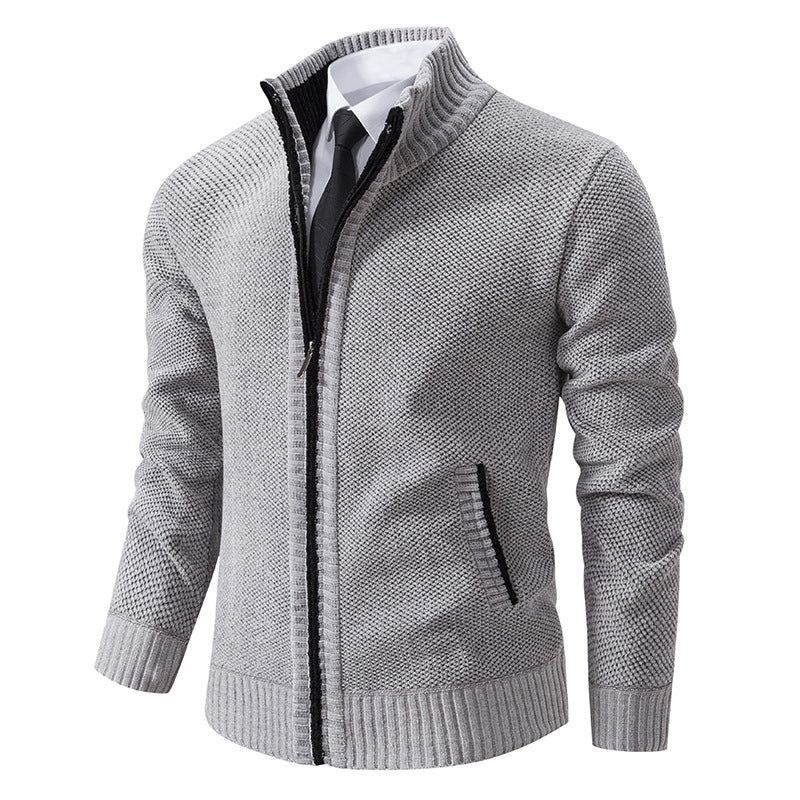 Men's elegant cardigan with modern zipper and high collar Lisslune