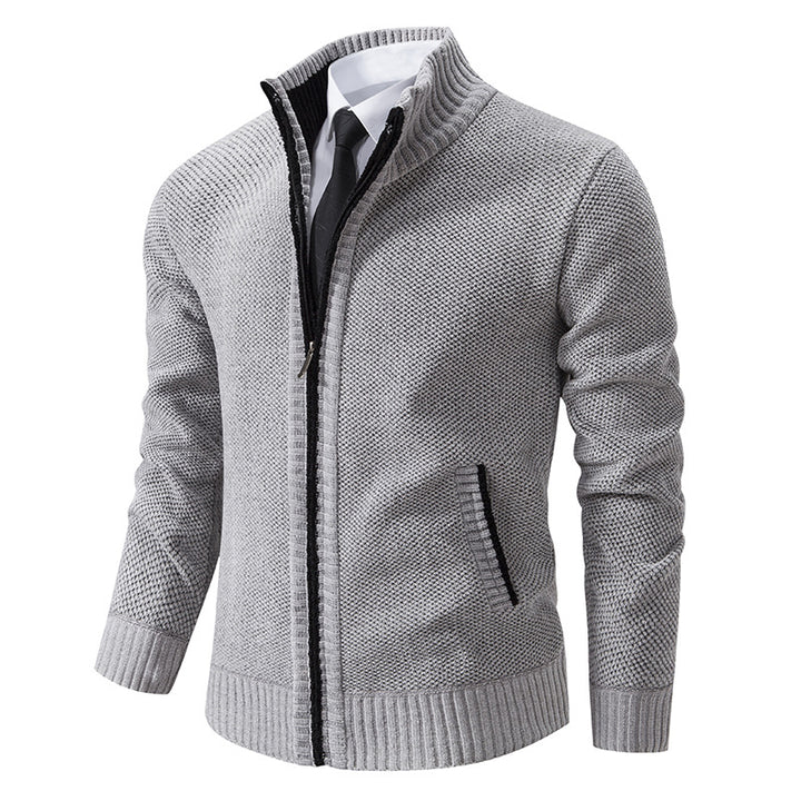 Men's elegant cardigan with modern zipper and high collar Lisslune